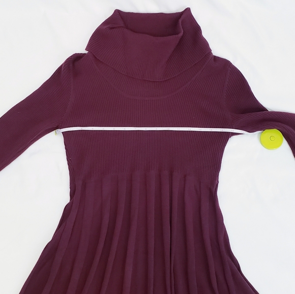 Calvin Klein Cowl Neck Fit & Flare Sweater Dress Aubergine Size Medium - Picture 7 of 11